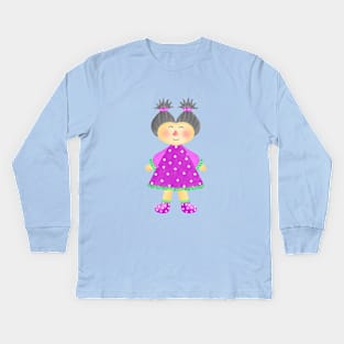 Little funny girl. Kids Long Sleeve T-Shirt